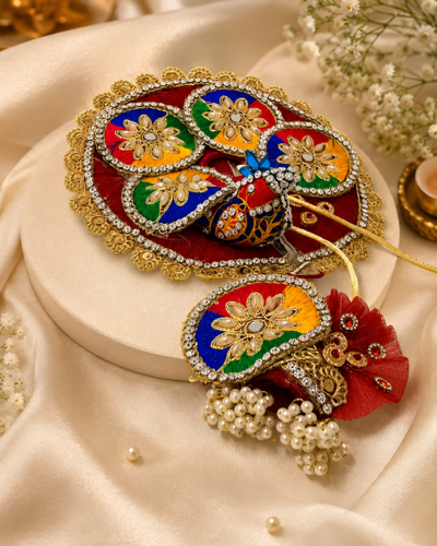 Maroon Kundan Mukut Set
